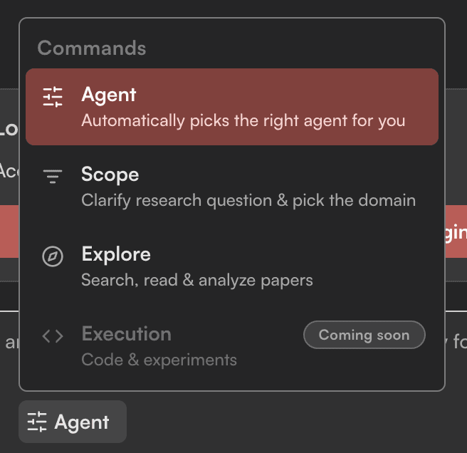 Noteweave agent commands menu