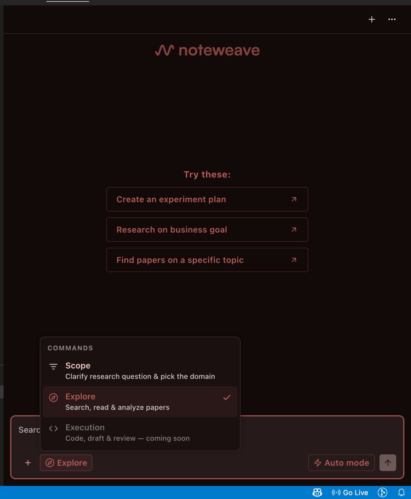 Noteweave UI before revamp